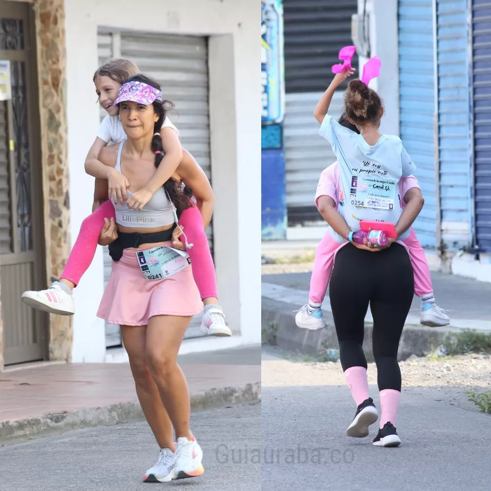 Corriendo con cargando tu hija